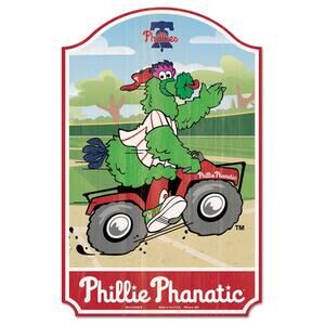 MLB Phillie Phanatic Wood Sign 11" x 17" Slogan Distressed Wall Baseball Phillie